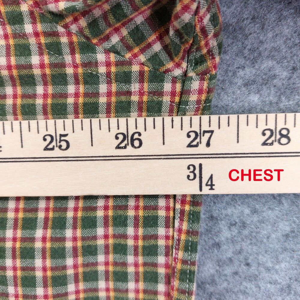 Abercrombie & Fitch Plaid Button Down Shirt XL Green Red Cotton Vintage Outdoors - Picture 4 of 10